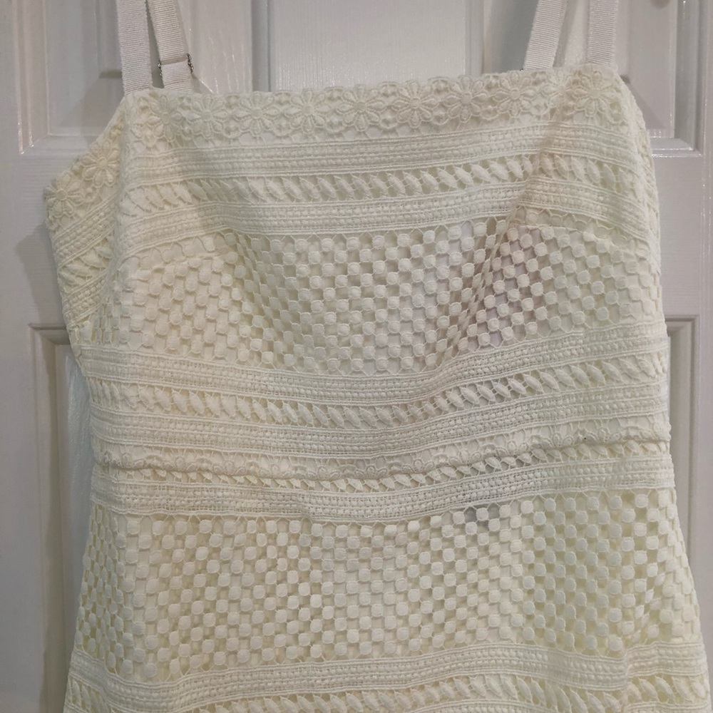 NEW J. Crew Geometric Lace Midi Dress Ivory Size 0 - Picture 4 of 12
